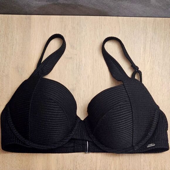 Victoria's Secret Other - Victoria's Secret PINK Ribbed Black Push Up Bikini Swim Top